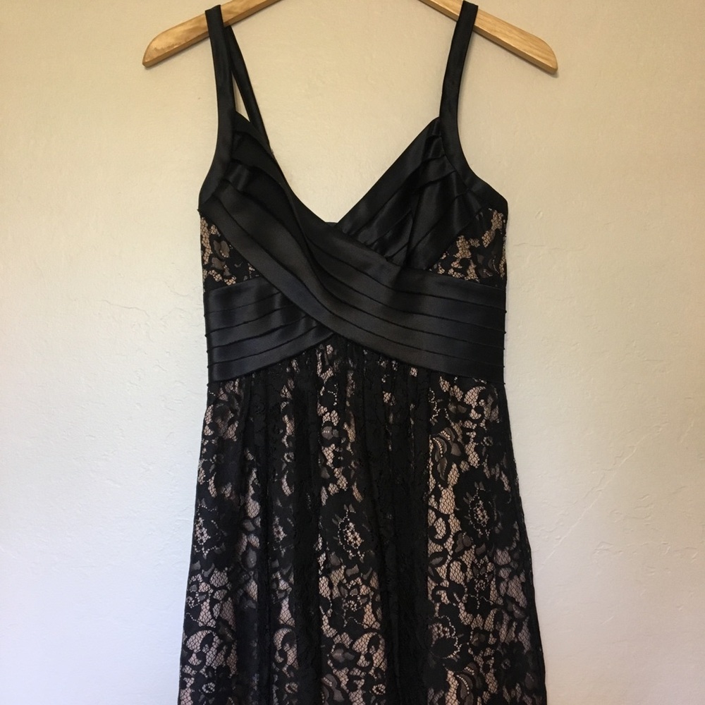 Black lace dress with taupe lining